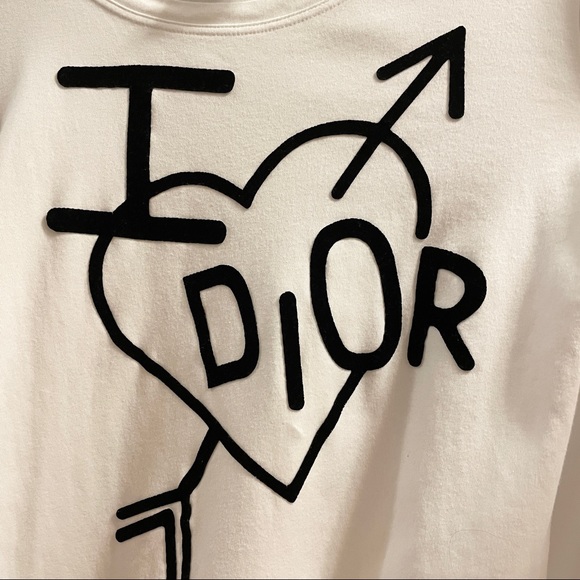 AUTHENTIC CHRISTIAN DIOR “I ❤️ DIOR” LONG SLEEVE TEE IN WHITE - Picture 10 of 16
